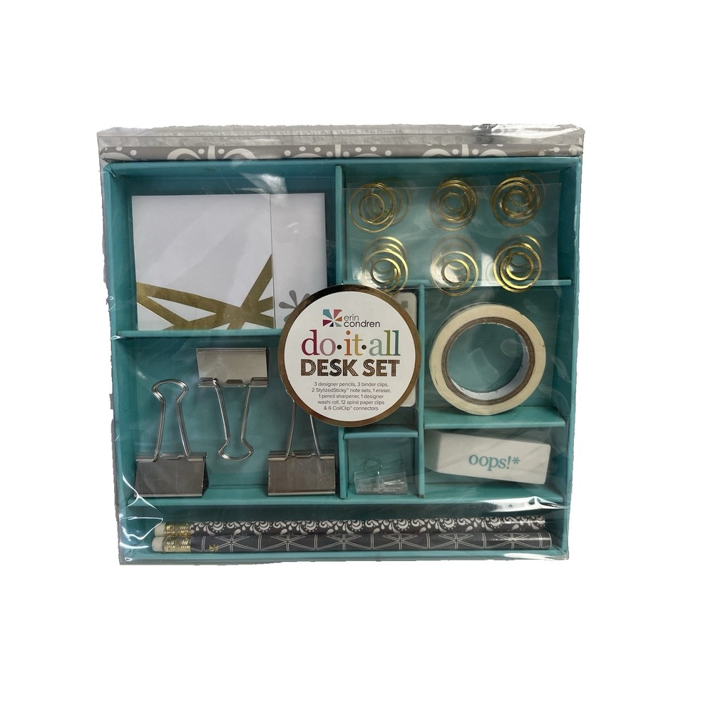 Erin Condren Do It All Desk‎ Set Pencils Clips Note Eraser Coil Clip Accessories